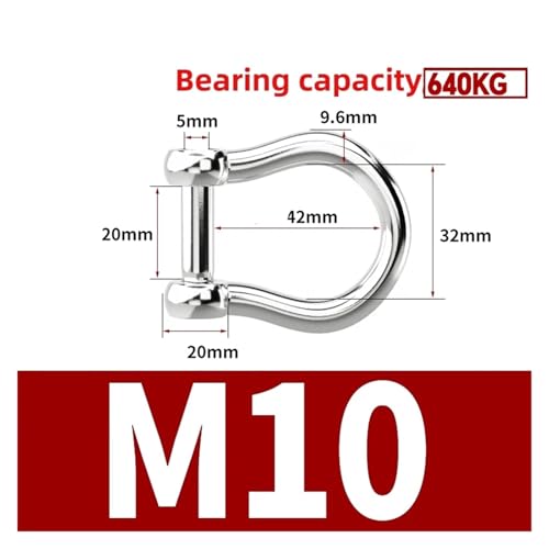 M5 M6 M8 M10 M12 Gerade Dee Schäkel Kurze 304 Edelstahl Brechen Innensechskantschraube D Schäkel Haken Boot Rigging(G-M10-1Pcs) von SAPIIKEF