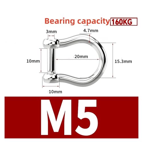 M5 M6 M8 M10 M12 Gerade Dee Schäkel Kurze 304 Edelstahl Brechen Innensechskantschraube D Schäkel Haken Boot Rigging(G-M5-2Pcs) von SAPIIKEF