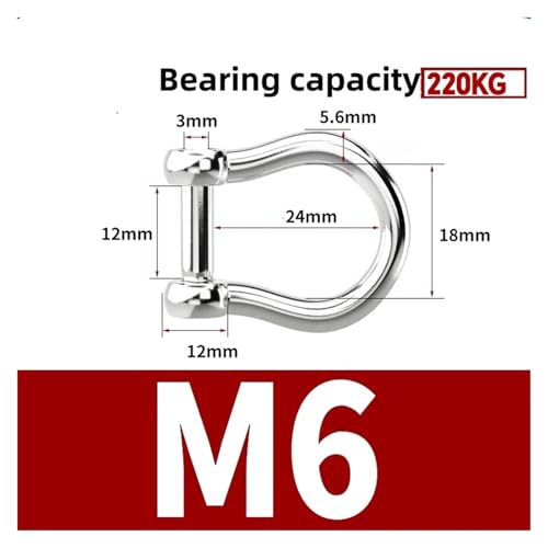 M5 M6 M8 M10 M12 Gerade Dee Schäkel Kurze 304 Edelstahl Brechen Innensechskantschraube D Schäkel Haken Boot Rigging(G-M6-2Pcs) von SAPIIKEF