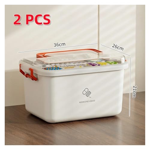 Medikamentenbox mit großer Kapazität, tragbares Erste-Hilfe-Set for zu Hause, Medikamentenbox for den Notfall der Familie(2Pcs XL) von SAPIIKEF