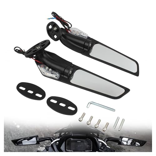 Motocross Motorradspiegel Modifizierter Flügel Rotierender Rückspiegel mit Licht for CBR650R F CBR1000RR CBR600RR von SAPIIKEF