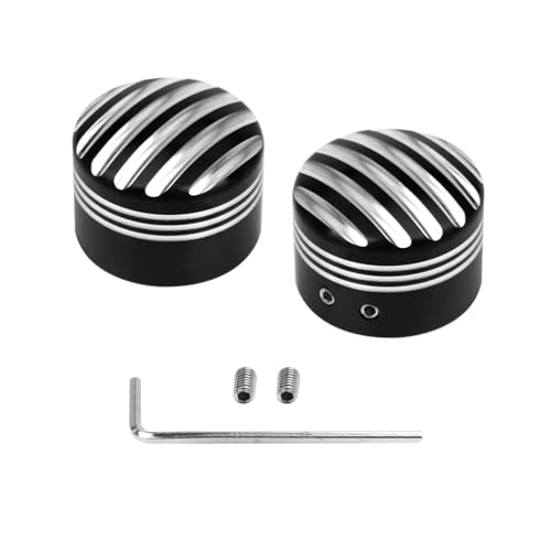 Motorrad CNC Vorderachse Mutter Abdeckung Kappe Aluminium Schwarz/Chrom for Sportster XL XG Touring Dyna VRSC Softail Street glide(1) von SAPIIKEF