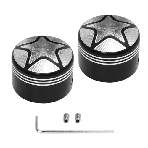 Motorrad CNC Vorderachse Mutter Abdeckung Kappe Aluminium Schwarz/Chrom for Sportster XL XG Touring Dyna VRSC Softail Street glide(15) von SAPIIKEF