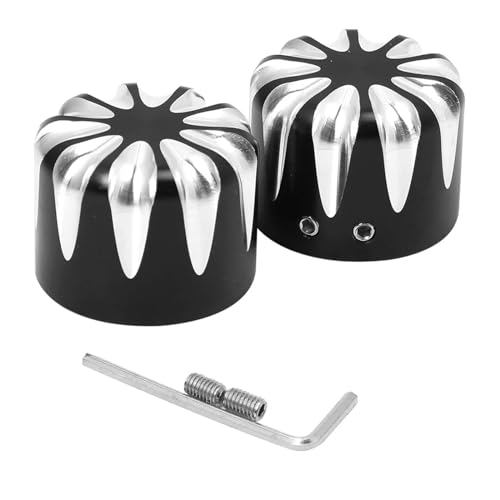 Motorrad CNC Vorderachse Mutter Abdeckung Kappe Aluminium Schwarz/Chrom for Sportster XL XG Touring Dyna VRSC Softail Street glide(4) von SAPIIKEF