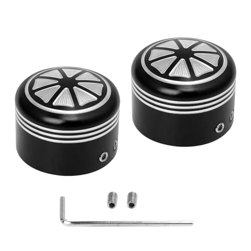 Motorrad CNC Vorderachse Mutter Abdeckung Kappe Aluminium Schwarz/Chrom for Sportster XL XG Touring Dyna VRSC Softail Street glide(8) von SAPIIKEF