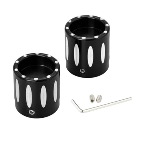 Motorrad CNC Vorderachse Mutter Abdeckung Kappe Aluminium Schwarz/Chrom for Sportster XL XG Touring Dyna VRSC Softail Street glide(9) von SAPIIKEF
