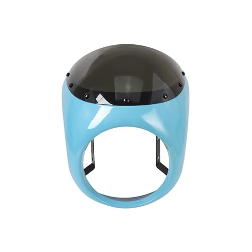 Motorrad Rot/Weiß Front Scheinwerfer Verkleidung Windschutzscheibe for 7 zoll/16.5~18cm Retro Scheinwerfer Windschutzscheibe(Blue Smoke Lens) von SAPIIKEF