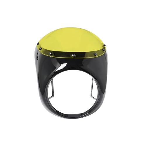 Motorrad Rot/Weiß Front Scheinwerfer Verkleidung Windschutzscheibe for 7 zoll/16.5~18cm Retro Scheinwerfer Windschutzscheibe(Gloss BLK YellowLens) von SAPIIKEF