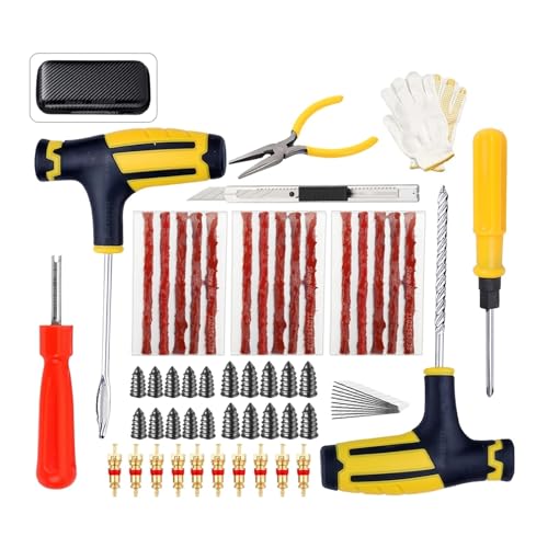 Neues Autoreifen-Reparaturset, Reifenpannen-Plug-Tools, Notfall-Reifenpannen-Set for universelle Reifenstreifen, Rührkleber-Reparatur-Tool-Set(CASE-64PCS-Tool Kit) von SAPIIKEF