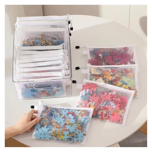 Puzzle-Aufbewahrung for kleine Kinderspielzeuge, spezielle Klassifizierungstasche, Netztasche mit Reißverschluss, große Kapazität, Papiertüten, Ordner, transparent(S 3PCS) von SAPIIKEF