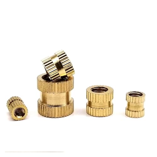 Rändelmutter aus Messing und Kupfer, Gewinde eingebetteter Nutsert M1.6 M2 M2.5 M3 M4 M5 M6 M8 for Heißschmelz-Wärmespritzguss, 3D-Druck(Length 10mm,10pcs M6(OD 9mm)) von SAPIIKEF