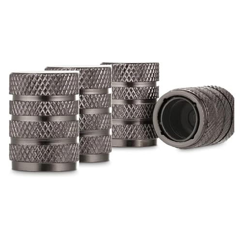 Reifenventilkappen, 4-teiliges Aluminium-Reifenventilkappen-Set, widerstandsfähige Ventilkappen for Autos, LKWs, Motorräder, SUVs und Fahrräder(Gun Grey) von SAPIIKEF
