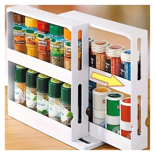 SAPIIKEF 1 PC Gewürzregal, 90 Grad drehbares Artikelregal, 2-stöckiges Lagerregal auf der Arbeitsplatte, kleines Lager- und Organisationsregal SAPIIKEF 1 PC Gewürzregal, 90 Grad drehbares Artikelregal, 2-stöckiges Lagerregal auf der Arbeitsplatte, kleines Lager- und Organisationsregal von SAPIIKEF