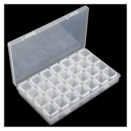 SAPIIKEF 1 Stück 28/32/48/56/64 Steckplätze Kunststoff-Aufbewahrungsbox, DIY Diamantmalerei Perlen Charms Schmuck Zubehör Organizer Box(28G4lian) von SAPIIKEF
