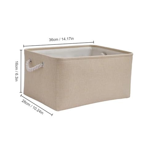 SAPIIKEF 1 Stück Beige/Grau Faltbarer Aufbewahrungskorb Leinenaufbewahrung Stoff Kleiderschrank Büro Schlafzimmer Schrank Spielzeug Wäschekorb mit Griff(1Pc Beige M) von SAPIIKEF