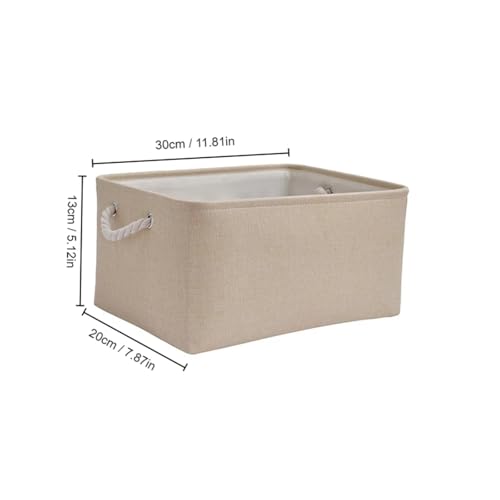 SAPIIKEF 1 Stück Beige/Grau Faltbarer Aufbewahrungskorb Leinenaufbewahrung Stoff Kleiderschrank Büro Schlafzimmer Schrank Spielzeug Wäschekorb mit Griff(1Pc Beige S) von SAPIIKEF