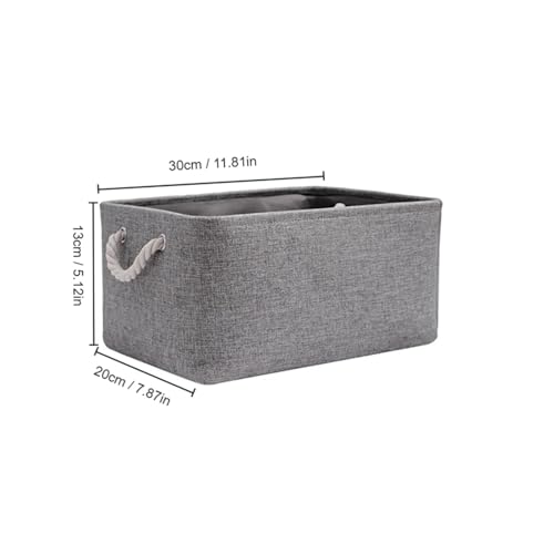 SAPIIKEF 1 Stück Beige/Grau Faltbarer Aufbewahrungskorb Leinenaufbewahrung Stoff Kleiderschrank Büro Schlafzimmer Schrank Spielzeug Wäschekorb mit Griff(1Pc Grey S) von SAPIIKEF