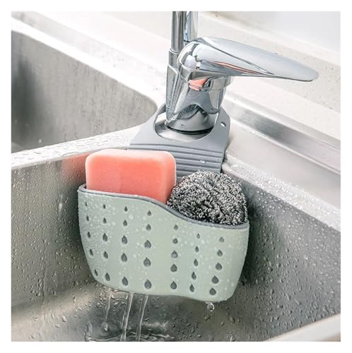 SAPIIKEF 1 Stück Himmelblau Kreative Spüle Lagerung und Entwässerung Rack Hängetasche Küche Wasserhahn Einstellbare Lagerung und Hängekorb(Green) von SAPIIKEF