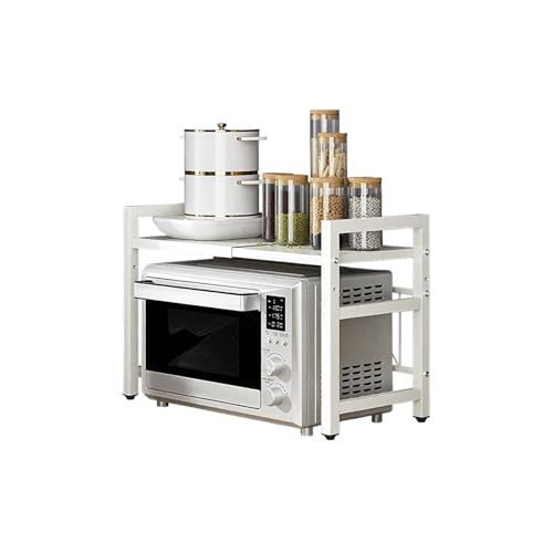 SAPIIKEF 1 Stück erweiterbarer 42–64 cm Mikrowellen-Regal-Organizer, feuchtigkeits- und rostbeständiger Mikrowellen-Arbeitsplatten-Organizer, Geschirraufbewahrung(White) von SAPIIKEF