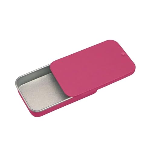 SAPIIKEF 1 Stück rechteckige Leere Mini-Blechdose aus Metall Weißblech Push Candy Pillendosen Behälter Jar Scharnierbehälter(Fuchsia) von SAPIIKEF