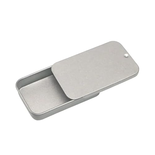 SAPIIKEF 1 Stück rechteckige Leere Mini-Blechdose aus Metall Weißblech Push Candy Pillendosen Behälter Jar Scharnierbehälter(Khaki) von SAPIIKEF