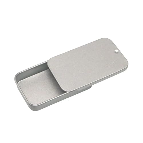 SAPIIKEF 1 Stück rechteckige Leere Mini-Blechdose aus Metall Weißblech Push Candy Pillendosen Behälter Jar Scharnierbehälter(Light Cyan) von SAPIIKEF