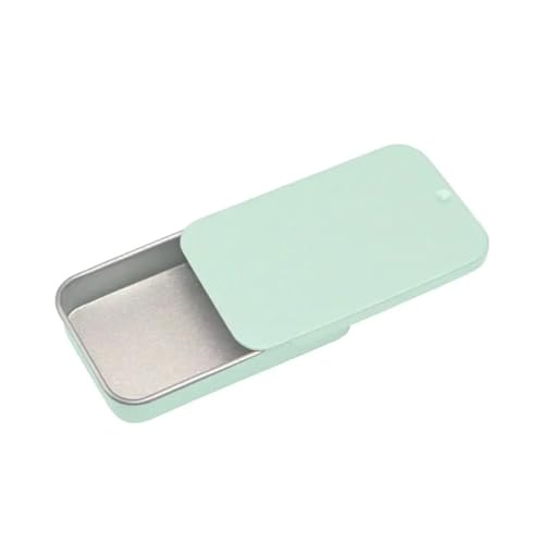 SAPIIKEF 1 Stück rechteckige Leere Mini-Blechdose aus Metall Weißblech Push Candy Pillendosen Behälter Jar Scharnierbehälter(Silver) von SAPIIKEF