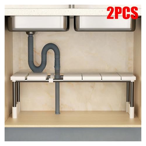 SAPIIKEF 1 erweiterbares Lagerregal for Küchenspülen aus Edelstahl, Schrankaufbewahrung, mehrschichtiges, multifunktionales Lagerregal mit Innenschichten(Monolayer 2pcs) von SAPIIKEF