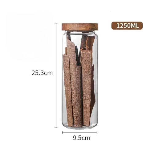 SAPIIKEF 1 stücke Holz Deckel Orgnizer Glas Luftdichten Kanister Küche Lagerung Flaschen Glas Versiegelt Container Ingwer Getreide Spender Set(1250ml) von SAPIIKEF