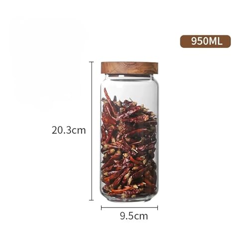 SAPIIKEF 1 stücke Holz Deckel Orgnizer Glas Luftdichten Kanister Küche Lagerung Flaschen Glas Versiegelt Container Ingwer Getreide Spender Set(950ml) von SAPIIKEF