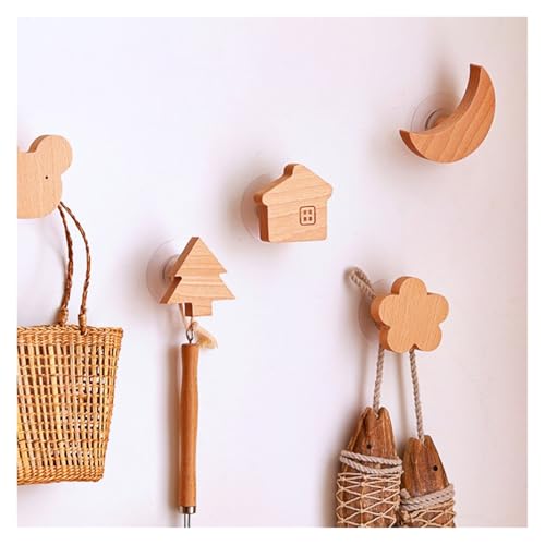 SAPIIKEF 1 stücke Neue Holz Haken Kreative Sterne Mond Tier Haken Wand Hängen Mantel Haken Hause Dekoration Massivholz Haken Küche Zubehör(Tree) von SAPIIKEF