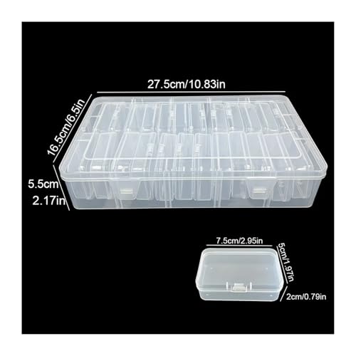 SAPIIKEF 10/19/24/30 Gitter DIY Perlen Diamant Farbe Handwerk Transparent Kunststoff Aufbewahrungsbox, Kunst Stickerei Schmuck Zubehör Box(24 grids) von SAPIIKEF