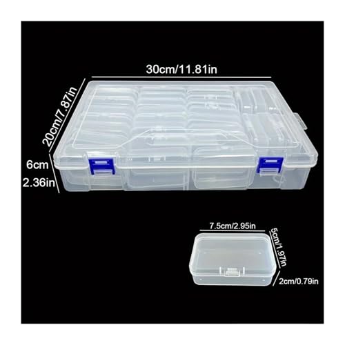 SAPIIKEF 10/19/24/30 Gitter DIY Perlen Diamant Farbe Handwerk Transparent Kunststoff Aufbewahrungsbox, Kunst Stickerei Schmuck Zubehör Box(30 Grid) von SAPIIKEF