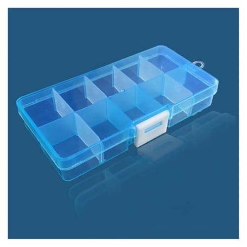 SAPIIKEF 10 Gitter transparent fixiert mit Schlitz Perlen Anti-String Gitter Kunststoff Aufbewahrungsbox Schmuck Klassifizierung Teile Unterteilung Box(Blue withWhiteButton) von SAPIIKEF