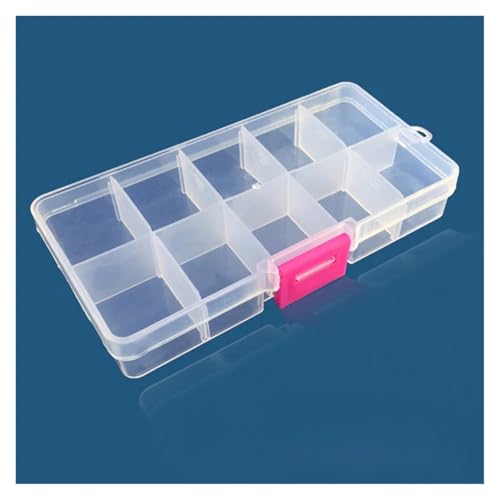 SAPIIKEF 10 Gitter transparent fixiert mit Schlitz Perlen Anti-String Gitter Kunststoff Aufbewahrungsbox Schmuck Klassifizierung Teile Unterteilung Box(Clear with Red Cover) von SAPIIKEF