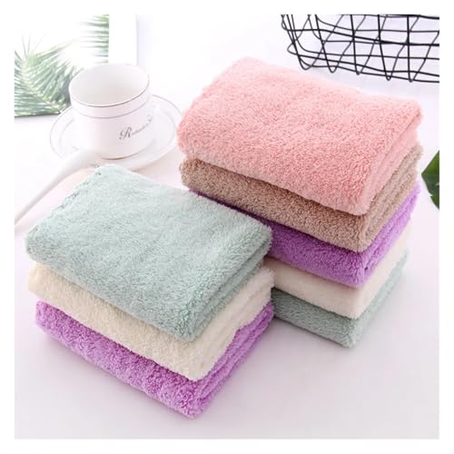 SAPIIKEF 10 Stück verdicktes Mikrofaser-Handtuch aus Korallenvlies mit hoher Dichte, verdickt, hochsaugfähig, einfarbig, for Kinder(Purple 10PCS) von SAPIIKEF