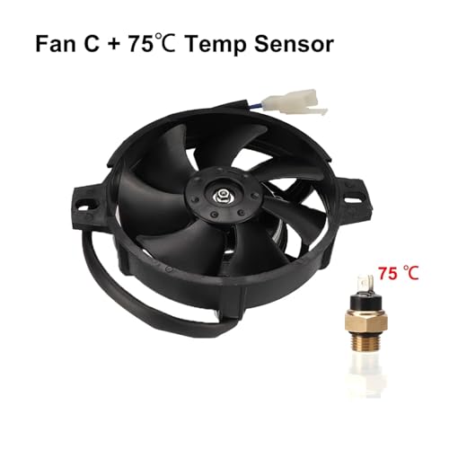 SAPIIKEF 12V Motorrad Lüfter Ölkühler Motor Elektrischer Heizkörper M16 Temperatursensorschalter for 150cc-250cc Motocross ATV Quad Bike(Set C-75) von SAPIIKEF