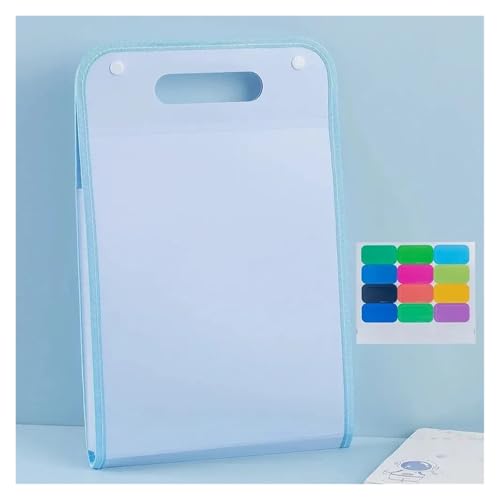 SAPIIKEF 13 Tasche Datei Ordner Tragbare A4 Brief Größe Macaron Farbe Akkordeon Dokument Veranstalter(Transparent Blue H) von SAPIIKEF