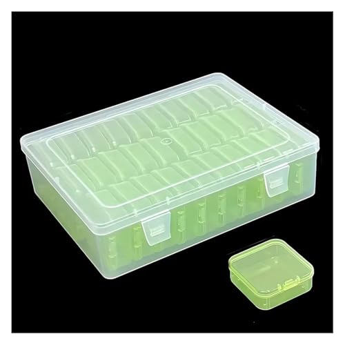 SAPIIKEF 15 Fächer transparenter Kunststoff-Aufbewahrungs-Organizer-Fach Verstellbarer Behälter for Schmuckknopf-Rechteck-Box-Fall(30girds Green) von SAPIIKEF