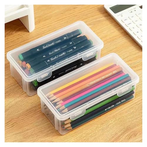 SAPIIKEF 1PC Aufbewahrungsbox Transparente Schreibwarenstifte Kinder Buntstifttasche Desktop-Aufbewahrung und Unordnung(1PC) von SAPIIKEF
