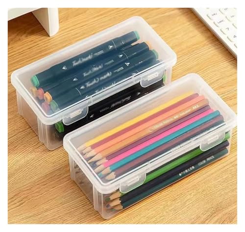 SAPIIKEF 1PC Aufbewahrungsbox Transparente Schreibwarenstifte Kinder Buntstifttasche Desktop-Aufbewahrung und Unordnung(2pcs) von SAPIIKEF