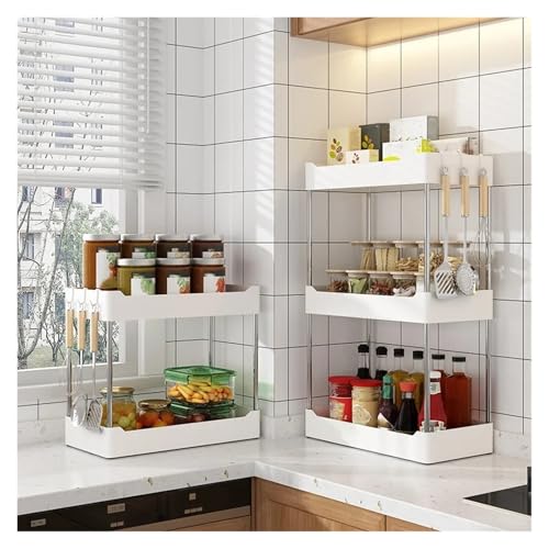 SAPIIKEF 1Pc Küche Gewürz Lagerung Rack Multi-Funktionale Arbeitsplatte Gewürz Lagerung Rack Haushalt Multi-Schicht Ecke Schaufel Küche Ut(White,2-Tier) von SAPIIKEF