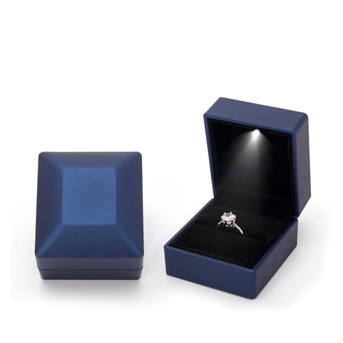 SAPIIKEF 2024 Ringbox mit Licht Schmuck Diamant Ringbox Aufbewahrung Eheringbox Schmuck Organizer Aufbewahrung Geschenk(Blue) von SAPIIKEF