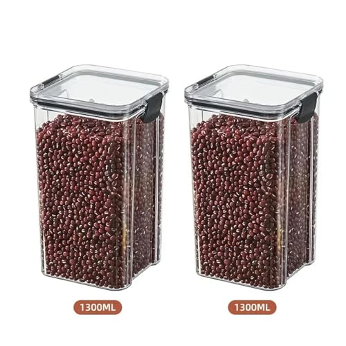 SAPIIKEF 460–1800 ml Sets for die Küche, stapelbar, versiegelt, Kunststoff-Aufbewahrungsbox, Mehrkorn-Tankflasche, Trockenfrüchte-Tee-Aufbewahrungsbehälter(1300ml x2) von SAPIIKEF
