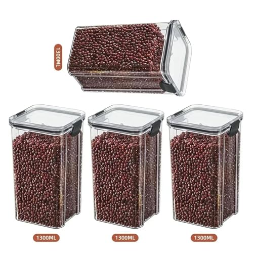 SAPIIKEF 460–1800 ml Sets for die Küche, stapelbar, versiegelt, Kunststoff-Aufbewahrungsbox, Mehrkorn-Tankflasche, Trockenfrüchte-Tee-Aufbewahrungsbehälter(1300ml x4) von SAPIIKEF