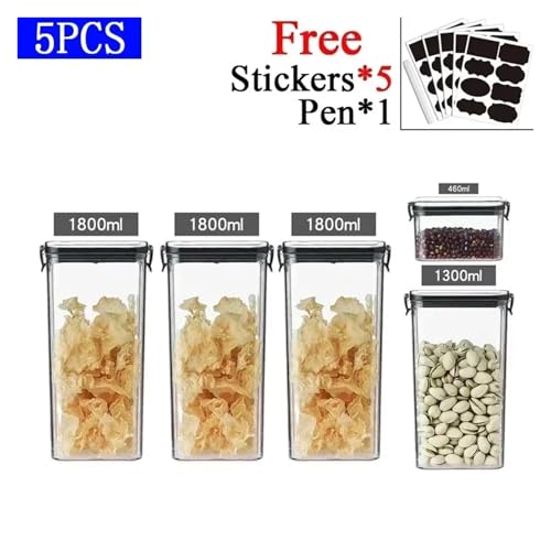 SAPIIKEF 460–1800 ml Sets for die Küche, stapelbar, versiegelt, Kunststoff-Aufbewahrungsbox, Mehrkorn-Tankflasche, Trockenfrüchte-Tee-Aufbewahrungsbehälter(460 1300 1800x3) von SAPIIKEF