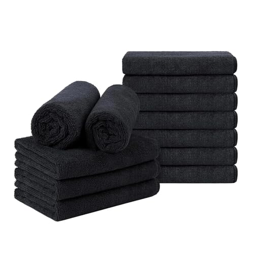 SAPIIKEF 5/2 Stück Mikrofaser-Salonhandtücher, große Salonhandtücher, Spa-Bad, Haartrockentuch for Friseure, Mikrofaser-Haarhandtuch(Black,5PCS_50X85CM) von SAPIIKEF