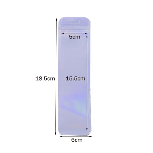 SAPIIKEF 50 stücke Lange Holographische Verpackungsbeutel Ziplock Laser Seal Beutel for Party Nagel Wimpern Favor Lagerung Schmuck Display Versorgung(Light Brown) von SAPIIKEF