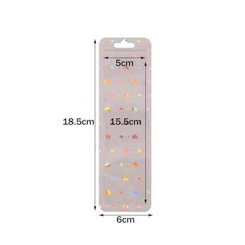 SAPIIKEF 50 stücke Lange Holographische Verpackungsbeutel Ziplock Laser Seal Beutel for Party Nagel Wimpern Favor Lagerung Schmuck Display Versorgung(Orange) von SAPIIKEF