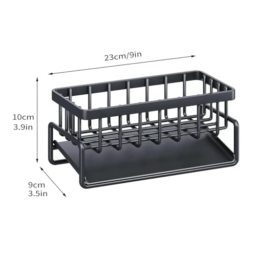 SAPIIKEF Abflussregal for die Küchenspüle, Organizer for Schwamm, Wasserhahnhalter, Seifenabtropffläche, Geschirrtuchhalter, Handtuchhalter, Küchenspüle-Organizer(Black) von SAPIIKEF